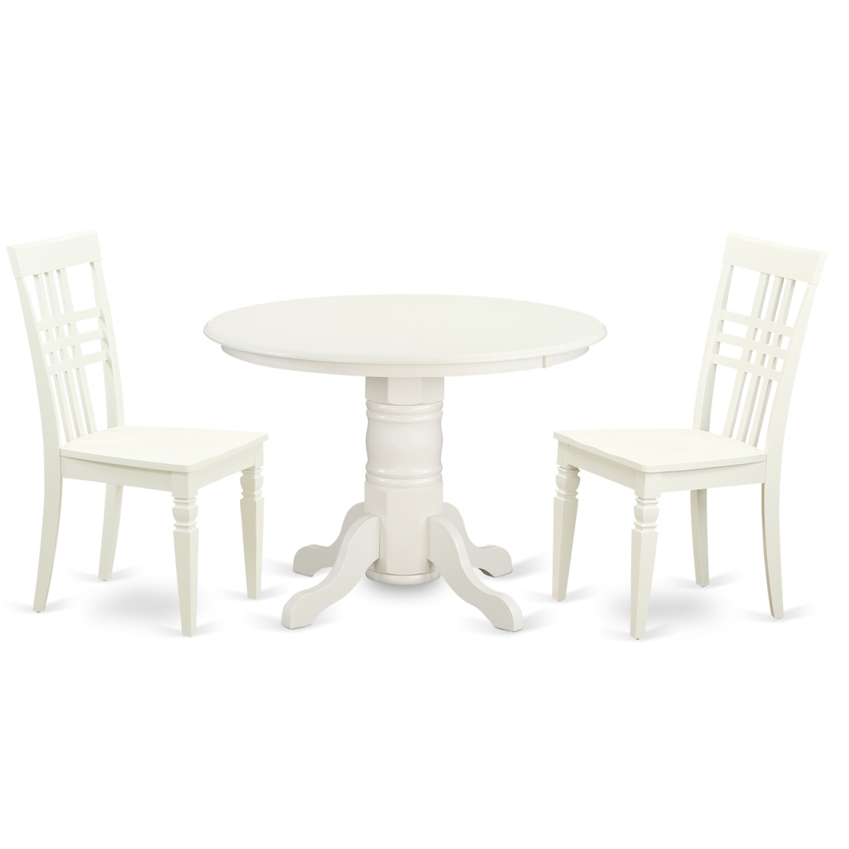 Picture of East West Furniture SHLG3-LWH-W Kitchen Table Set with One Shelton Dining Room Table & Two Chairs&#44; Linen White - 3 Piece