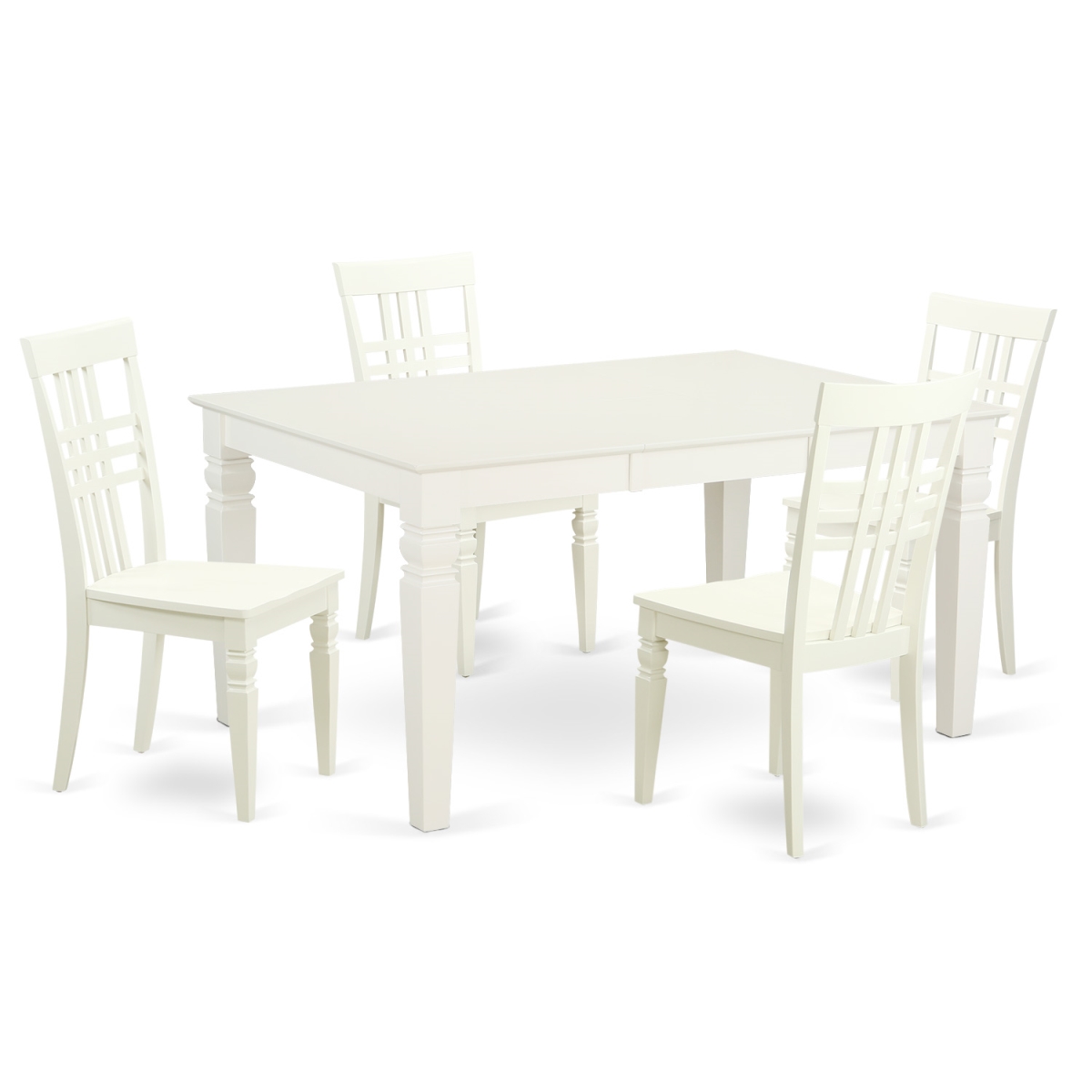 WELG5-LWH-W Dining Set - Weston Rectangular Table & Four Solid Wood Chairs, Linen White - 5 Piece -  East West Furniture