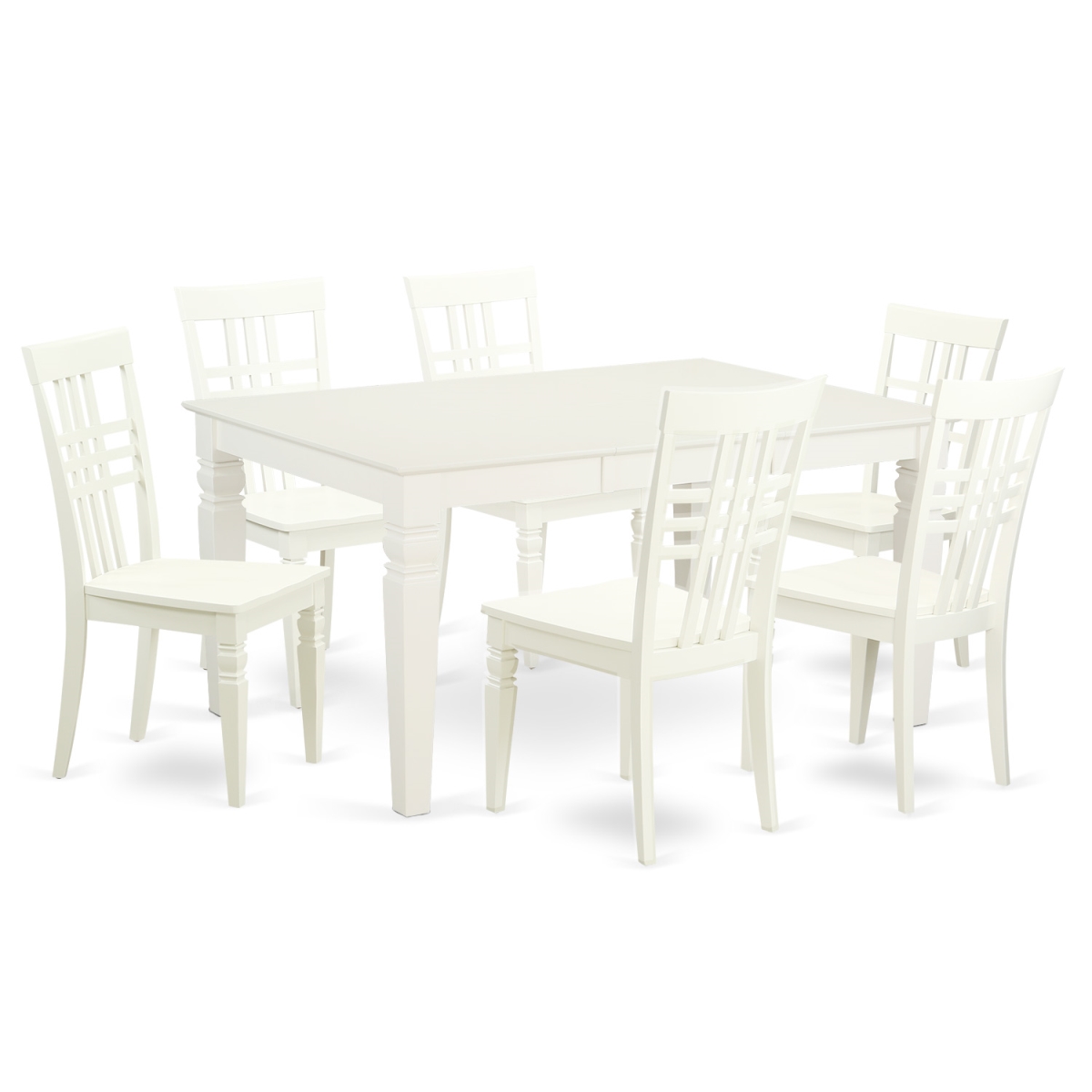 WELG7-LWH-W Dining Set - Rectangular Weston Kitchen Table & Six Wood Chairs, Linen White - 7 Piece -  East West Furniture