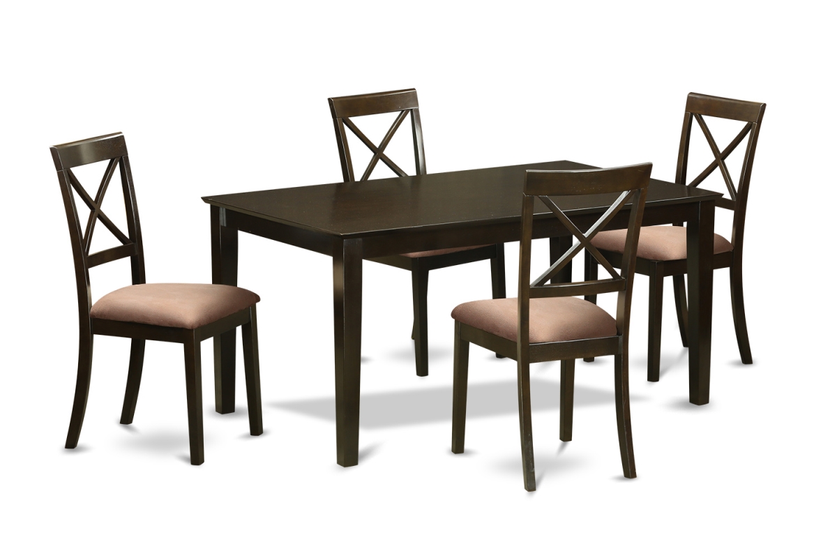 Picture of East West Furniture CABO5S-CAP-C Dining Room Table Set - Solid Top Dining Table & 4 Microfiber Upholstery Dining Seat Chairs - 5 Piece