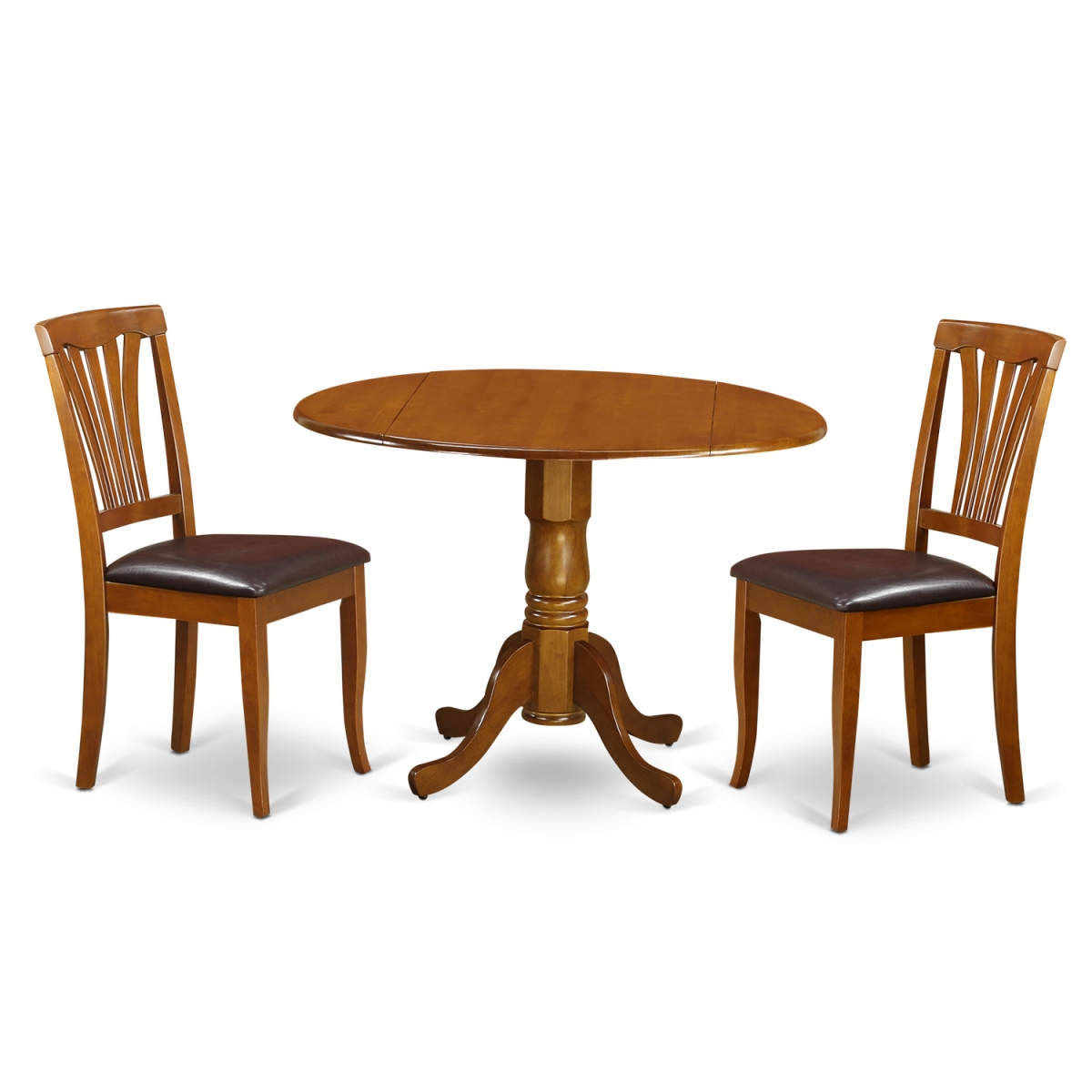 Picture of East West Furniture DLAV3-SBR-LC Dublin Kitchen Table Set - Dining Table & 2 Faux Leather Chairs - 3 Piece