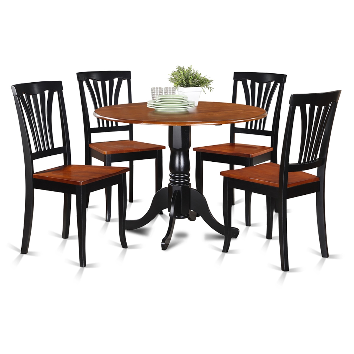 Picture of East West Furniture DLAV5-BLK-W Dublin Kitchen Table Set - Dining Table & 4 Wooden Chairs - 5 Piece
