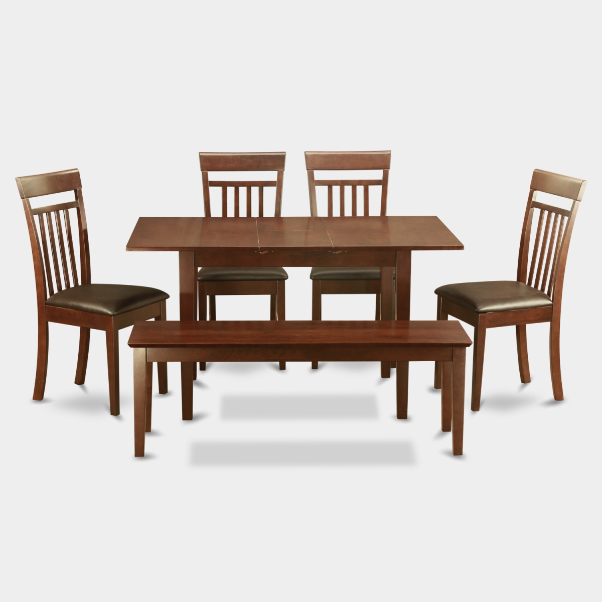 Picture of East West Furniture NOCA6C-MAH-LC Table & Chairs Set - Kitchen Table & 4 Chairs Plus One Bench - 6 Piece