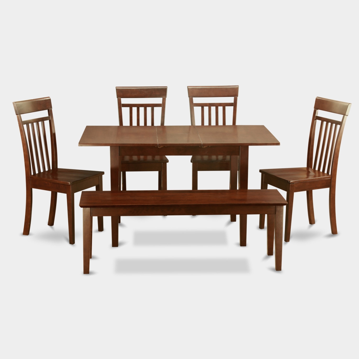 Picture of East West Furniture NOCA6C-MAH-W Table & Chairs Set - Kitchen Table & Four Chairs Plus One Bench - 6 Piece