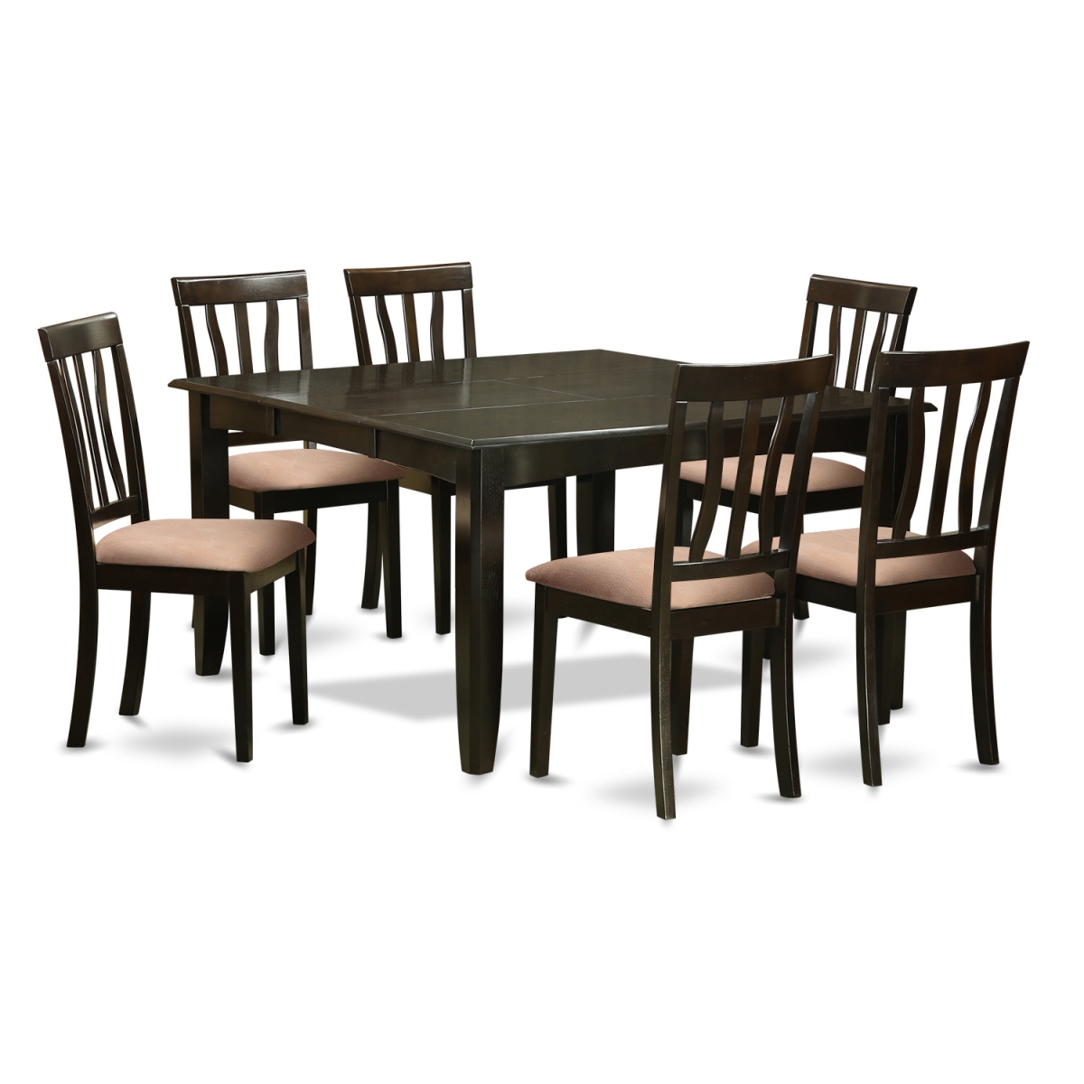 Dining Table Set with 6 Square Dining Table with Leaf & 6 Chairs - 7 Piece