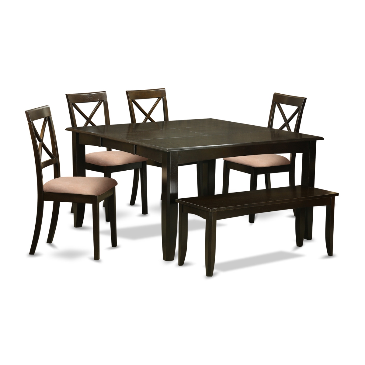 Dining Set - Table with Leaf & 4 Chairs Plus On Bench - 6 Piece