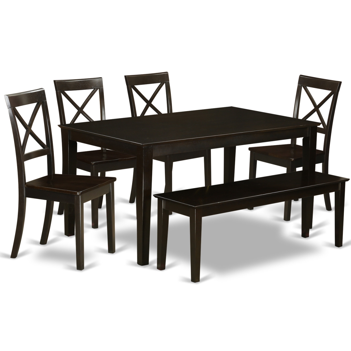 Picture of East West Furniture CABO6S-CAP-W Dining Room Table Set - Kitchen Table & 4 Chairs & 1 Benches - 6 Piece