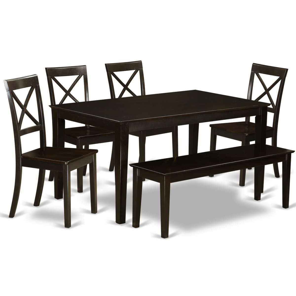 Dining Room Table Set - Kitchen Table & 4 Chairs & 1 Benches - 6 Piece