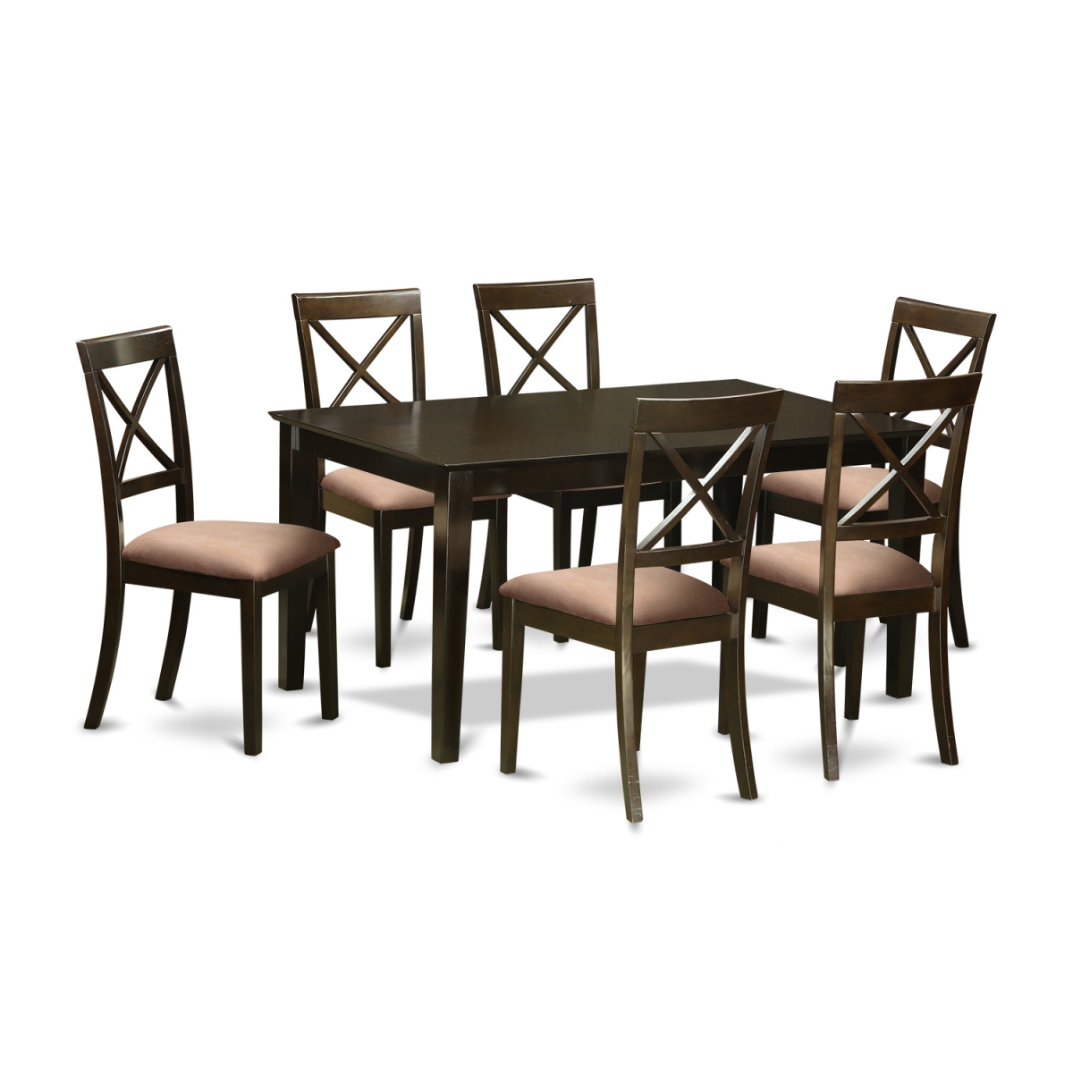 Picture of East West Furniture CABO7S-CAP-C Dining Set - Table & 6 Microfiber Upholstery Chairs - 7 Piece