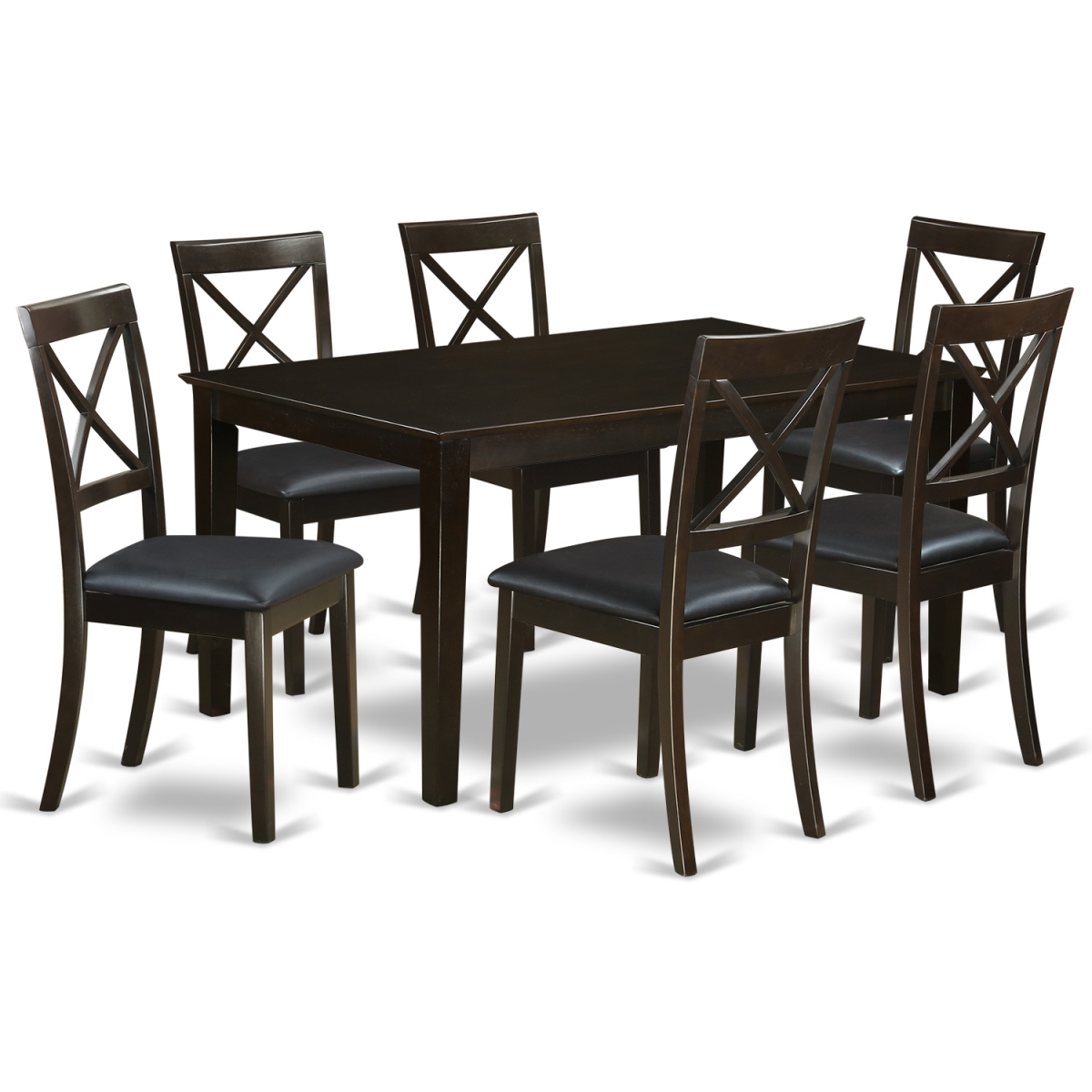 Picture of East West Furniture CABO7S-CAP-LC Dining Table Set with 6 Table & 6 Chairs with Faux Leather - 7 Piece