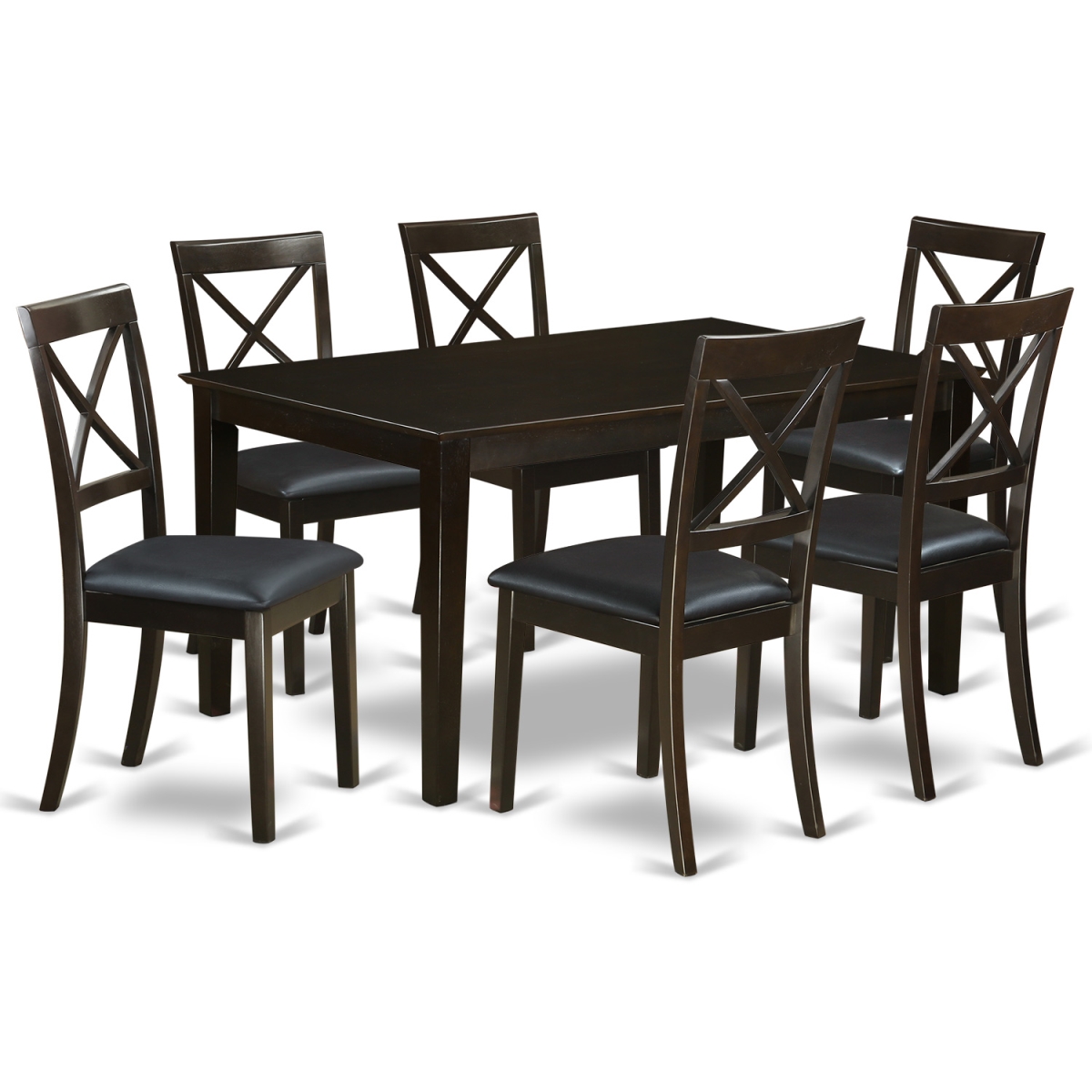 Dining Table Set with 6 Table & 6 Chairs with Faux Leather - 7 Piece