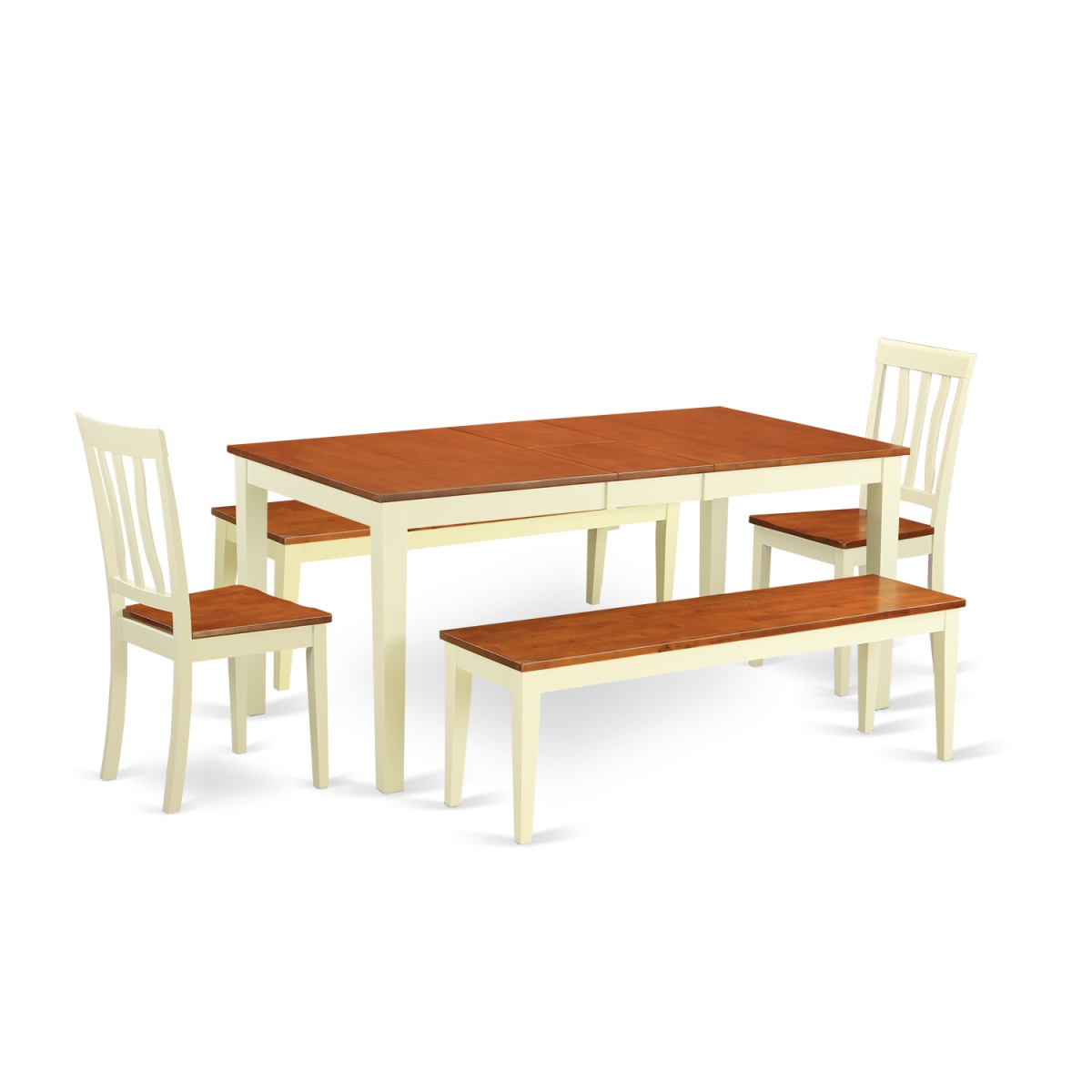 Dining Room Set with Kitchen Tables & 2 Chairs Plus 2 Bench - 5 Piece