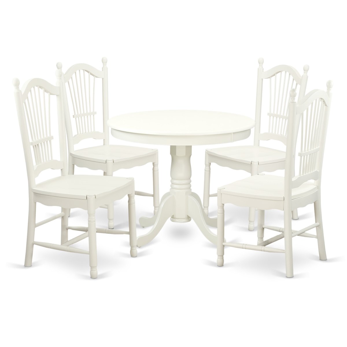 Dining Set - One Round Small Table & Four Chairs with Wood Seats - 36 in. - 5 Piece -  GSI Homestyles, HO1005136