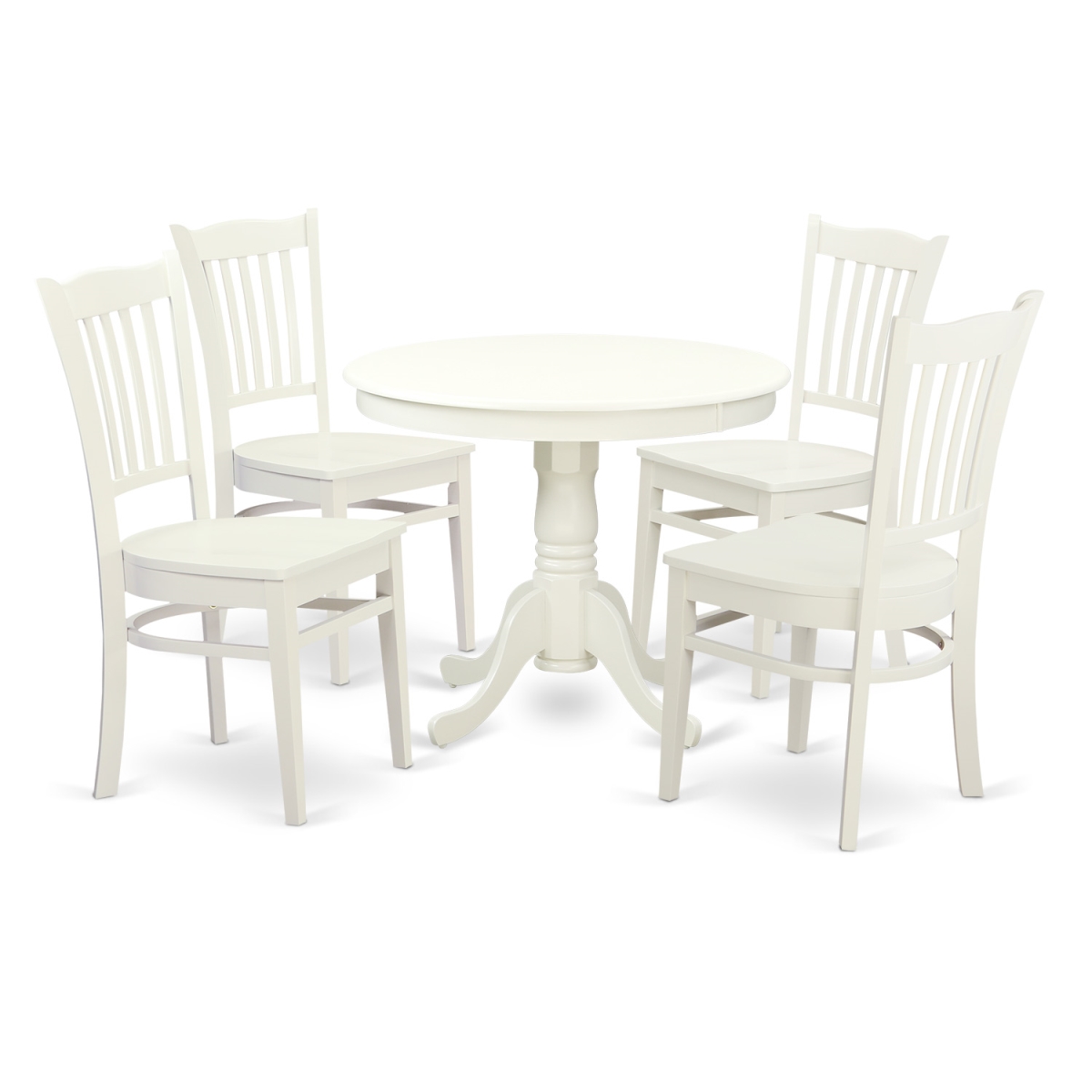 Picture of East West Furniture ANGR5-LWH-W Dining Set - One Kitchen Table & Four Wood Seat Chairs, Linen White - 5 Piece
