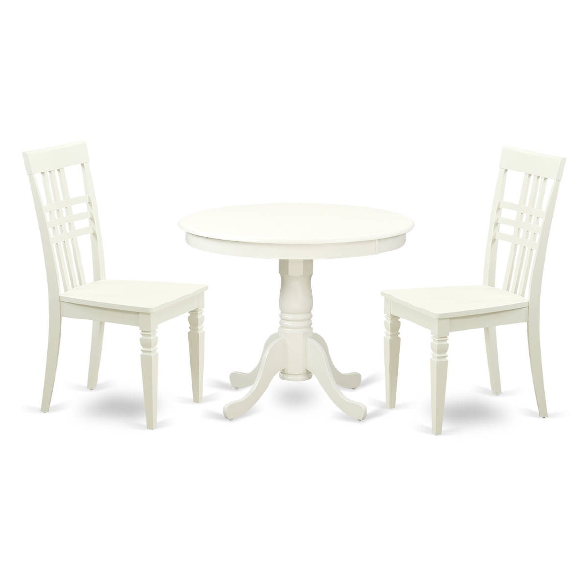 Picture of East West Furniture ANLG3-LWH-W Dining Set - 1 Kitchen Table & 2 Wood Chairs, Linen White - 3 Piece