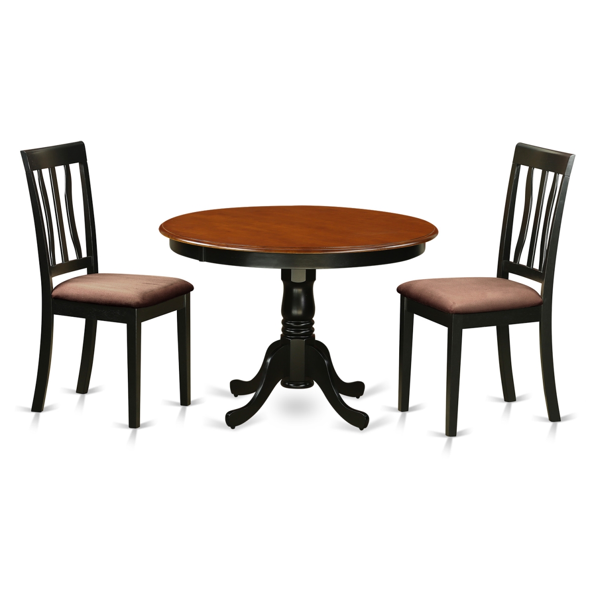 HLAN3-BCH-C Dining Set - One Kitchen Table & 2 Microfiber Upholstery Seat Chairs, Black - 3 Piece