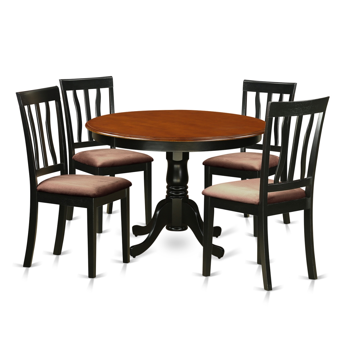 Dining Set - 1 Table & 4 Cushion Seat Chairs, Black - 5 Piece