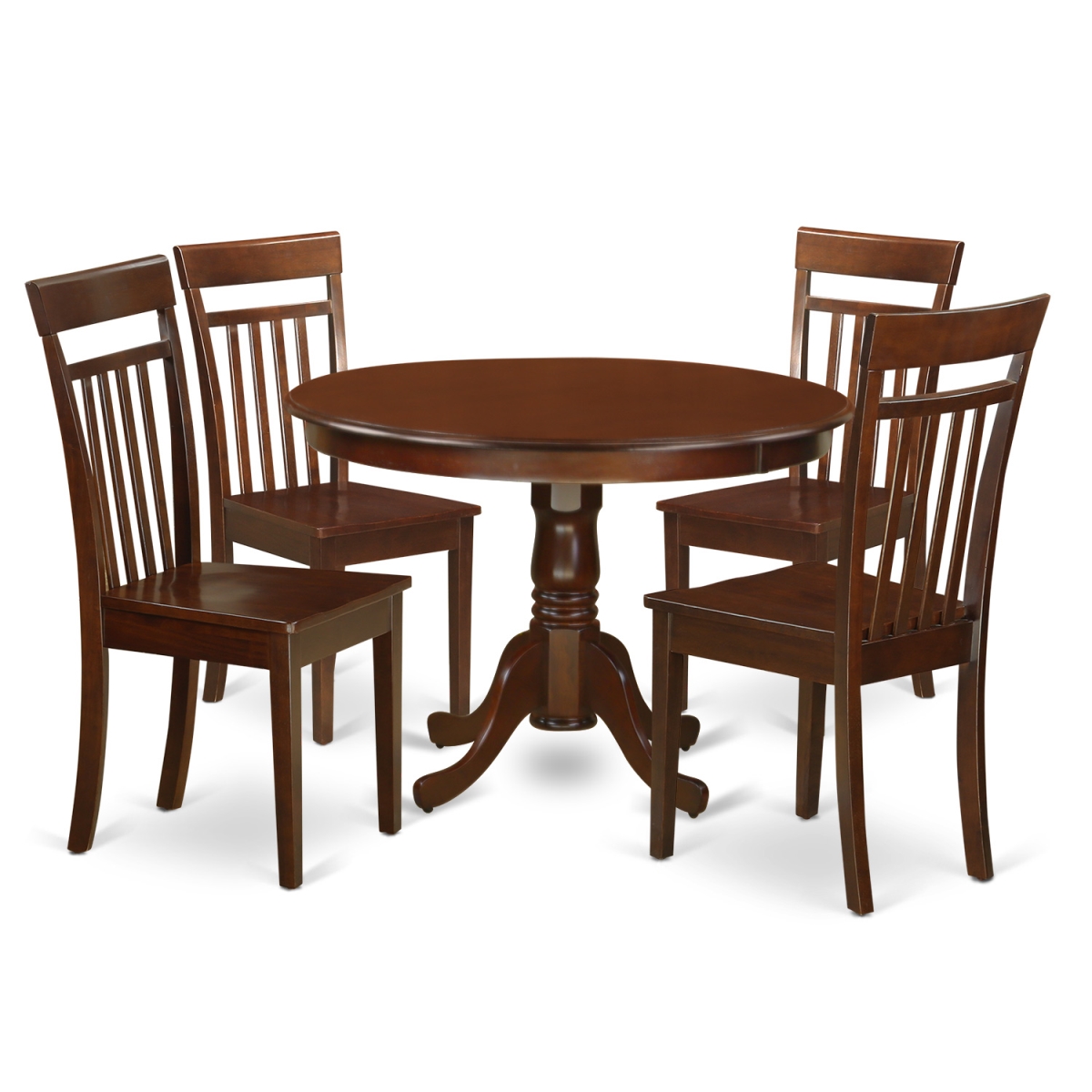 Dining Set - One Round Small Table & Four Chairs with Solid Wood Seat, Mahogany - 5 Piece - 42 in -  GSI Homestyles, HO1005158