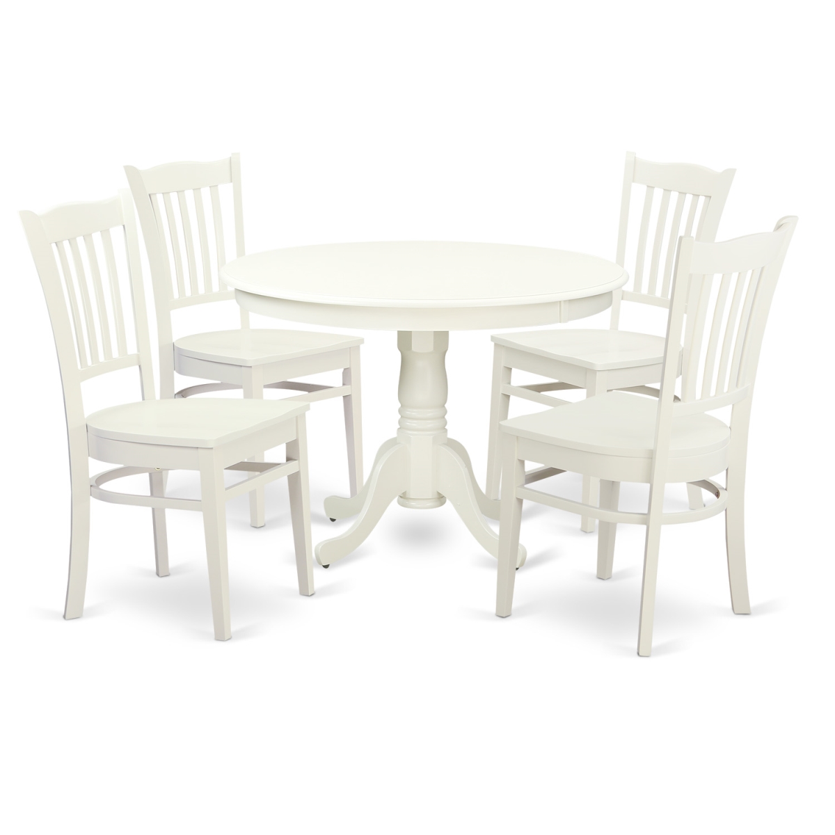 HLGR5-LWH-W Dining Set - One Round Kitchen Table & 4 Chairs with Solid Wood Seat, Linen White - 5 Piece - 42 in -  East West Furniture