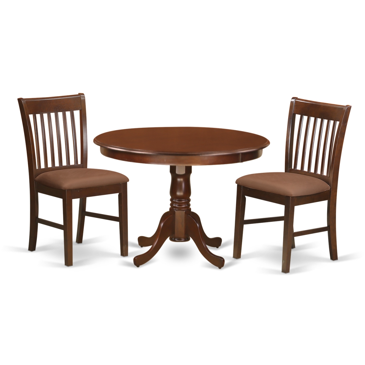Picture of East West Furniture HLNO3-MAH-C Dining Set - One Kitchen Table & 2 Cushion Seat Dinette Chairs&#44; Mahogany - 3 Piece