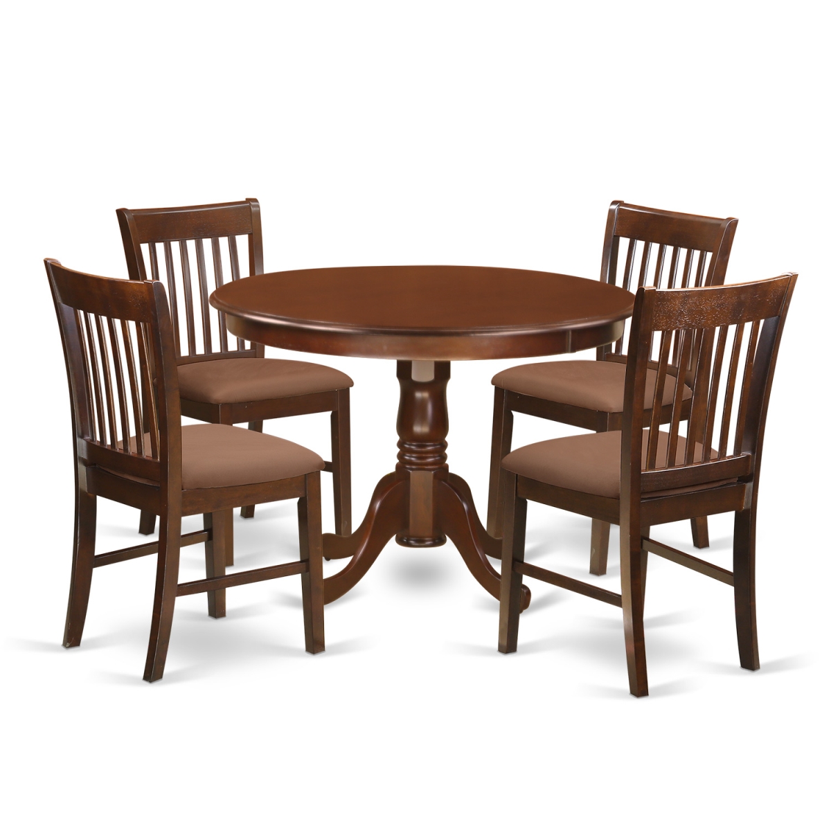 Picture of East West Furniture HLNO5-MAH-C Microfiber Dining Set - One Kitchen Table & 4 Cushion Seat Chairs&#44; Mahogany - 5 Piece