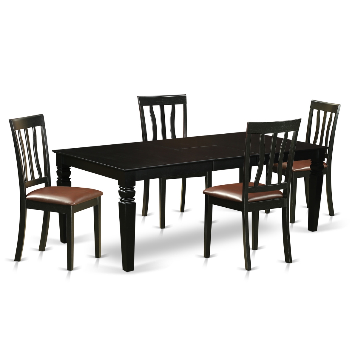 Picture of East West Furniture LGAN5-BLK-LC Kitchen Set with a Single Logan Kitchen Table & 4 Faux Leather Seat Chairs, Elegant Black - 5 Piece