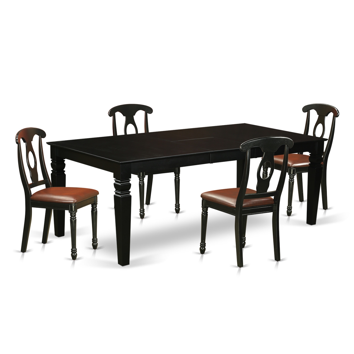 Dining Room Set with a Single Logan Kitchen Table & 4 Faux Leather Upholstery Seat Chairs, Elegant Black - 5 Piece