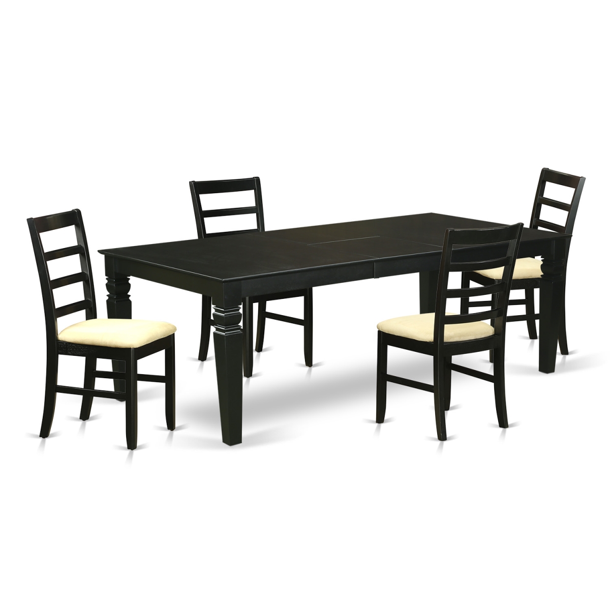 Kitchen Set with a Single Logan Table & 4 Microfiber Upholstery Seat Chairs, Distinctive Black - 5 Piece