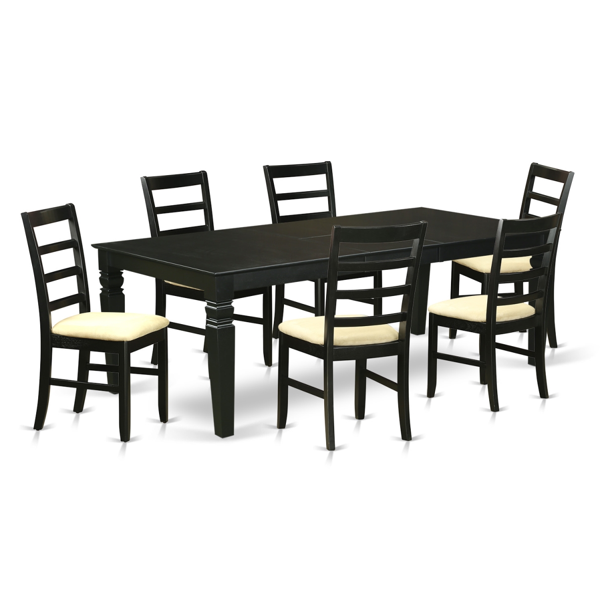 Kitchen Set with a Single Logan Dining Room Table & Six Microfiber Upholstery Chairs, Luxurious Black - 7 Piece