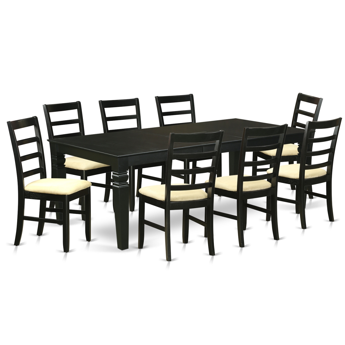 Dining Room Set with 1 Logan Kitchen Table & 8 Cushion Chairs, Distinctive Black - 9 Piece
