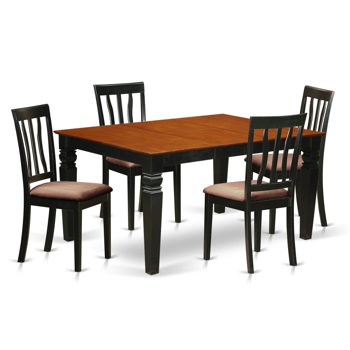 Picture of East West Furniture WEAN5-BCH-C Kitchen Set with 1 Weston Dining Room Table & Four Microfiber Upholstery Seat Chairs, Luxurious Black - 5 Piece