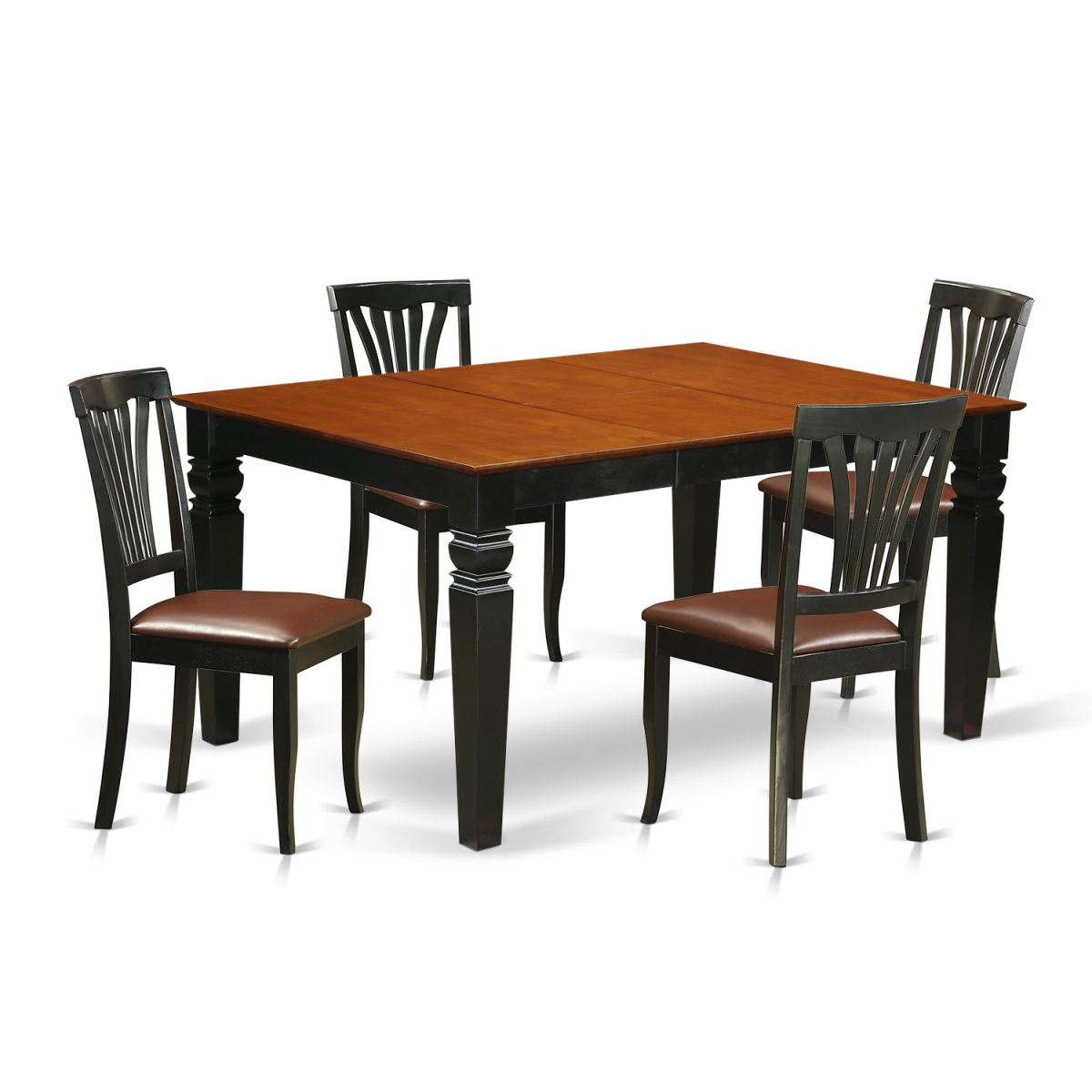 WEAV5-BCH-LC Kitchen Set with a Single Weston Kitchen Table & 4 Faux Leather Upholstery Chairs, Rich Black - 5 Piece -  East West Furniture