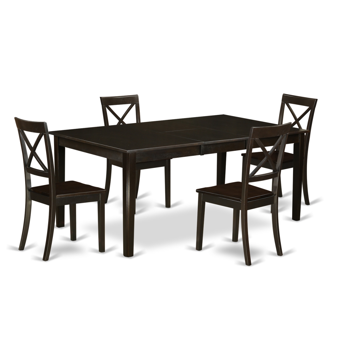 Dining Room Set-Dinette Table with Leaf & 4 Dinette Chairs, 5 piece - Cappuccino