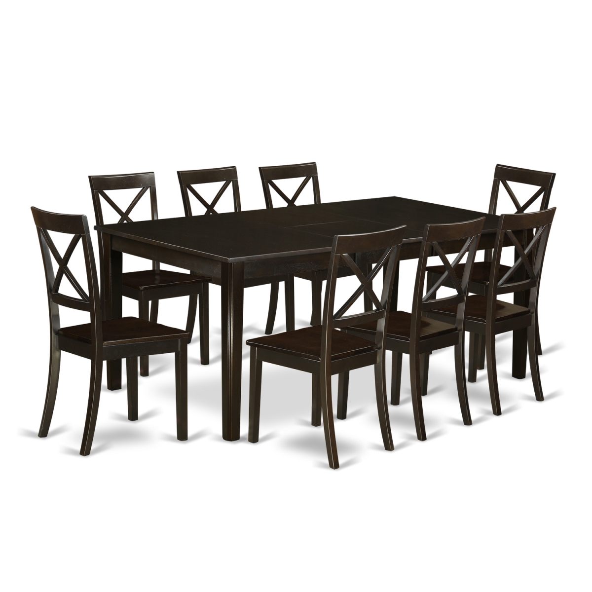HEBO9-CAP-W Dining Room Set-Dinette Table with Leaf & 8 Dinette Chairs, 9 piece - Cappuccino -  East West Furniture