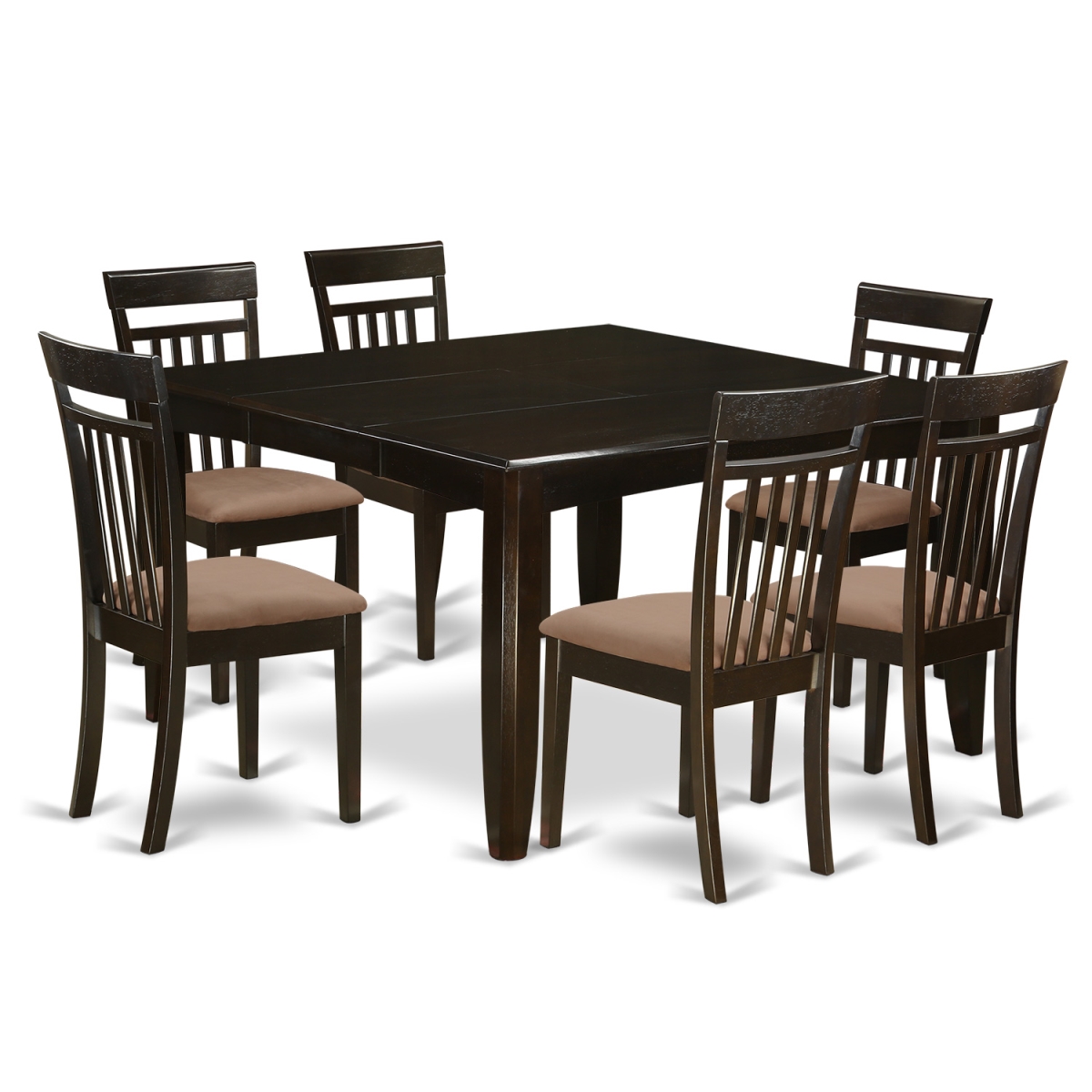 PFCA7-CAP-C Dining Room Set for 6-Dinette Table with Leaf & 6 Dinette Chairs, 7 piece - Cappuccino -  East West Furniture
