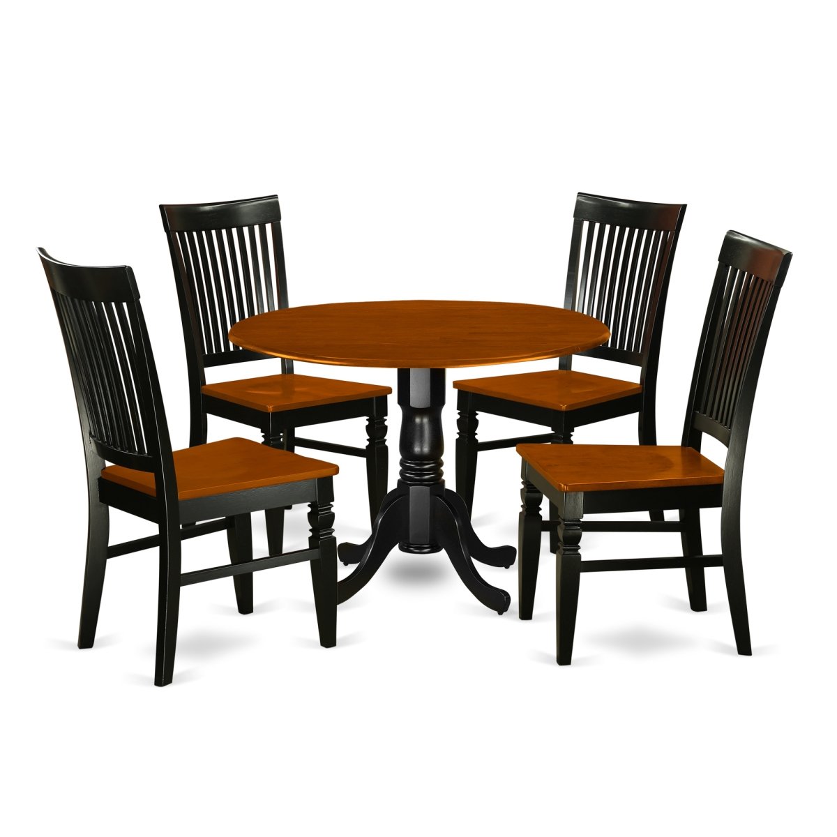 DLWE5-BCH-W Dinette Set with a Dining Table & 4 Wood Seat Dining Chairs, 5 piece - Black & Cherry -  East West Furniture