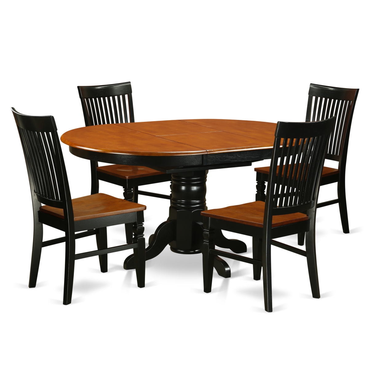 KEWE5-BCH-W Kitchen Table Set with a Dining Table & 4 Wood Seat Chairs, 5 piece - Black & Cherry -  East West Furniture