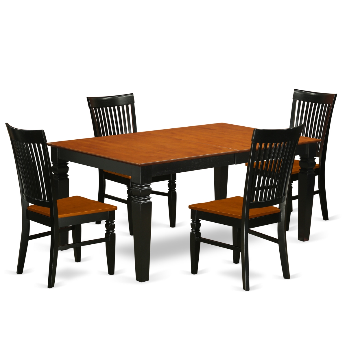 LGWE5-BCH-W Kitchen Table Set with a Dining Table & 4 Wood Seat Dining Chairs, 5 piece - Black & Cherry -  East West Furniture