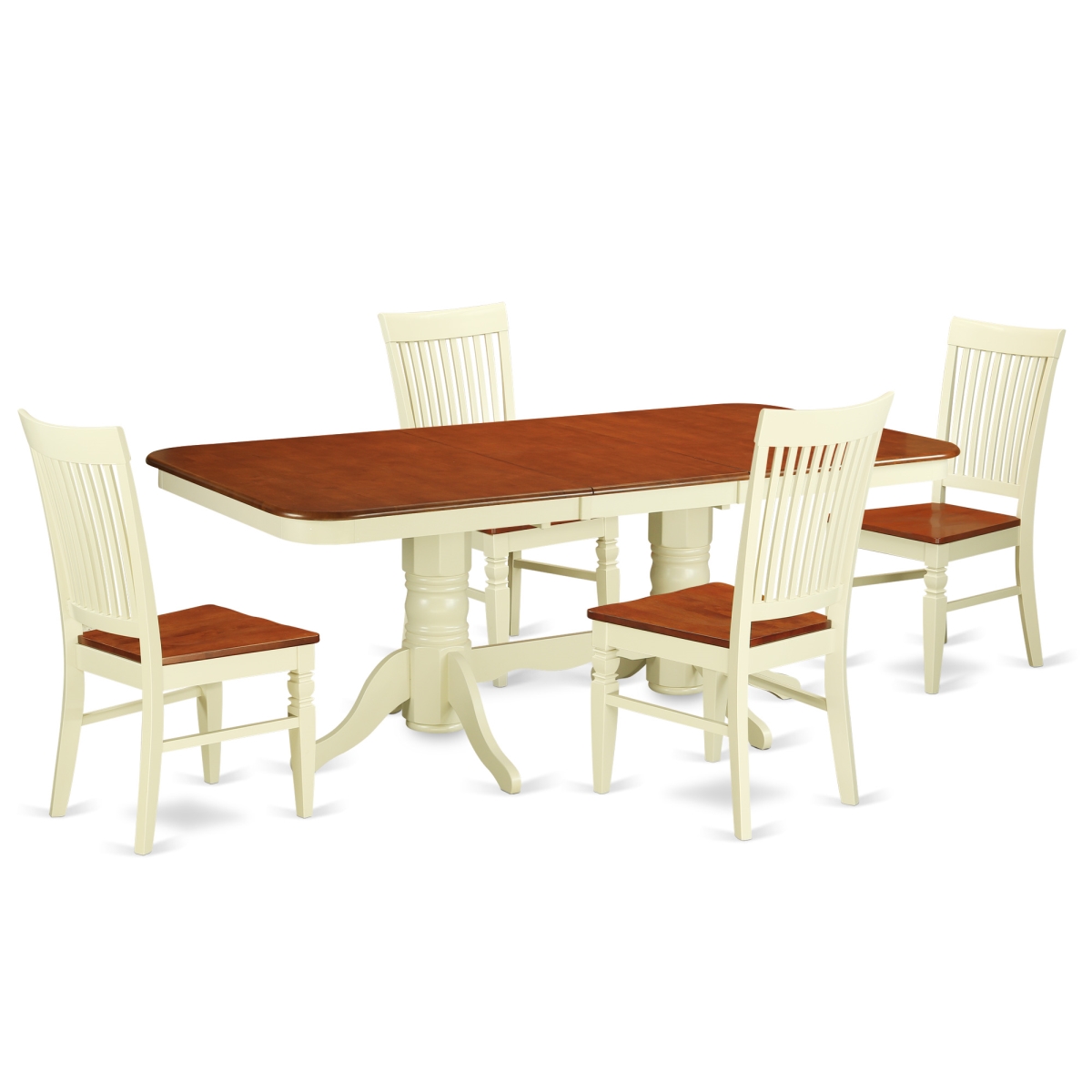 Dinette Set with a Dining Table & 4 Microfiber Dining Chairs, 5 piece - Buttermilk & Cherry