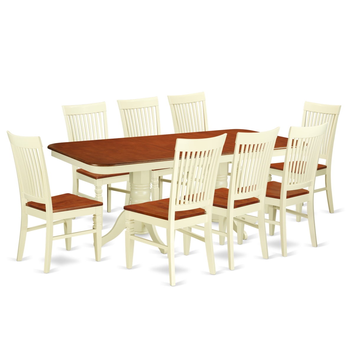 Dining Set with a Dining Table & 8 Kitchen Chairs, 9 piece - Buttermilk & Cherry