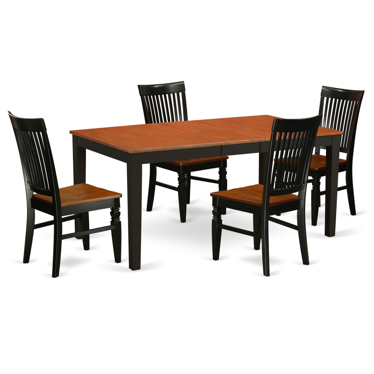 NIWE5-BCH-W Kitchen Table Set with a Kitchen Table & 4 Wood Seat Dining Chairs, 5 piece - Black & Cherry -  East West Furniture