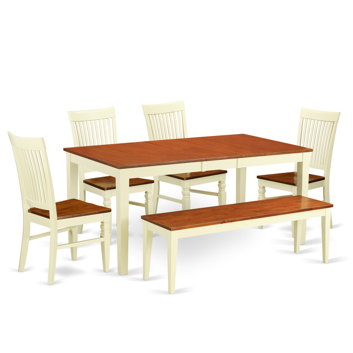 Dinette Set with a Dining Table & 4 Seat Dining Chairs, 6 piece - Buttermilk & Cherry