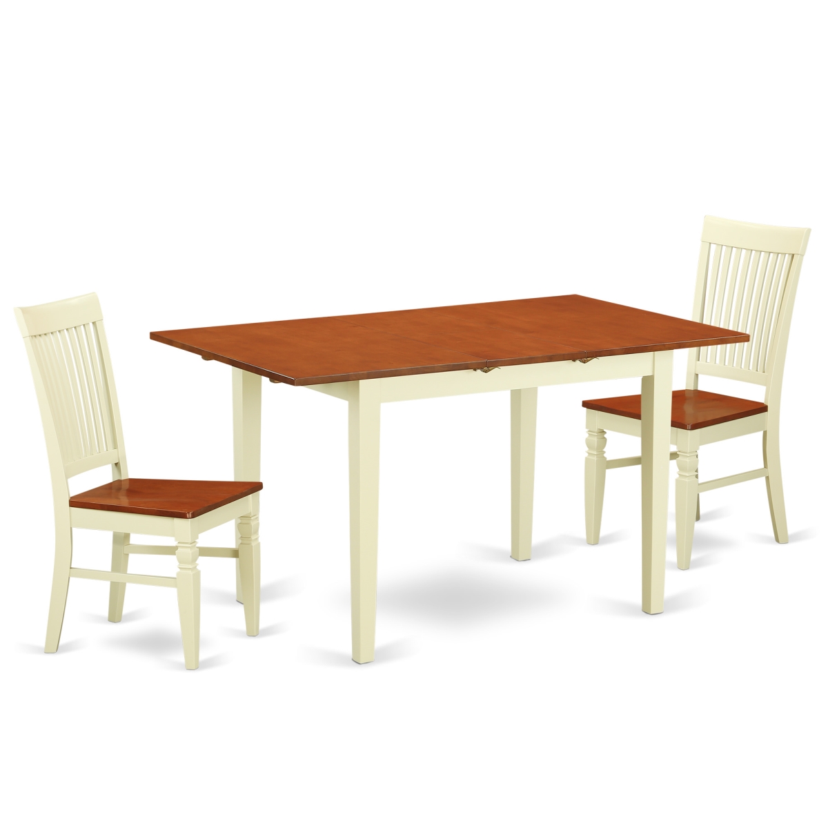Dining Set with a Dining Table & 2 Kitchen Chairs, 3 piece - Buttermilk & Cherry