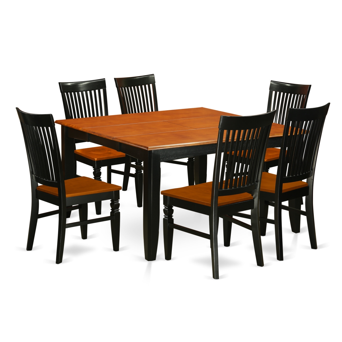 PFWE7-BCH-W Kitchen Table Set with a Dining Table & 6 Kitchen Chairs, 7 piece - Black & Cherry -  East West Furniture