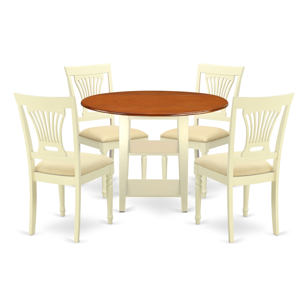 SUPL5-BMK-C 5 Piece Sudbury Set, Buttermilk & Cherry -  East West Furniture