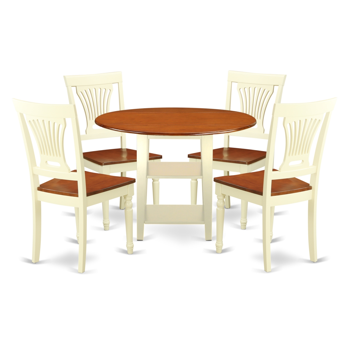 SUPL5-BMK-W 5 Piece Sudbury Set, Buttermilk & Cherry -  East West Furniture