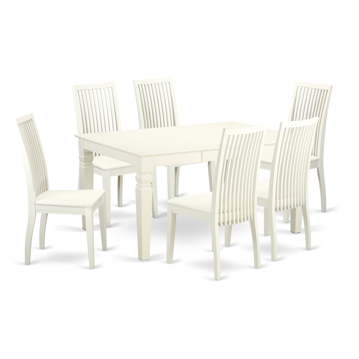 7 Piece Dining Set, Linen White