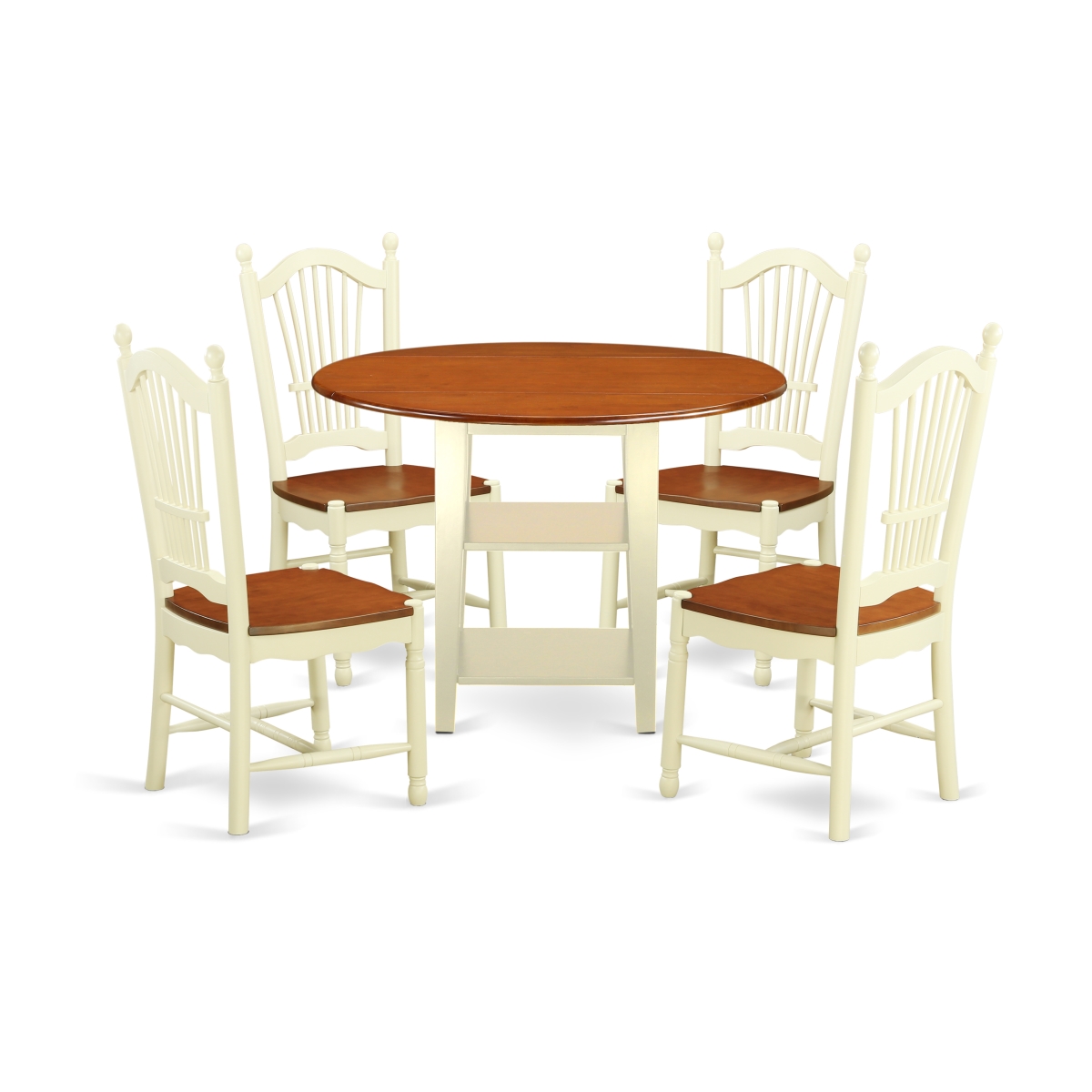 SUDO5-BMK-W 5 Piece Sudbury Set, Rich Buttermilk & Cherry -  East West Furniture