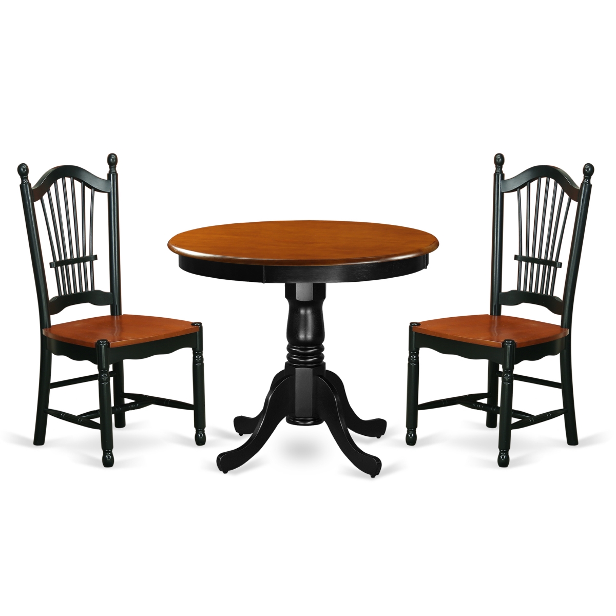 Picture of East West Furniture ANDO3-BCH-W 3 Piece Kitchen Table Set&#44; Black & Cherry