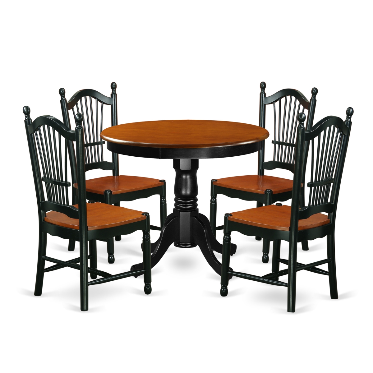 Picture of East West Furniture ANDO5-BCH-W 5 Piece Dining Set&#44; Black & Cherry